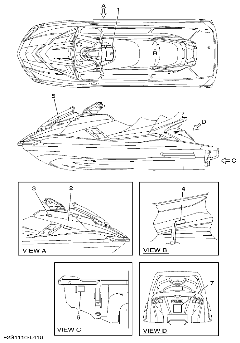 Yamaha FA1800A-M IMPORTANT LABELS parts diagram